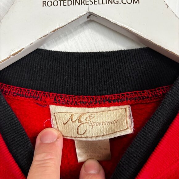 Vintage Christmas Sweatshirt Red Snowflake Pullover Holiday 90s MCC Sportswear - Picture 5 of 6